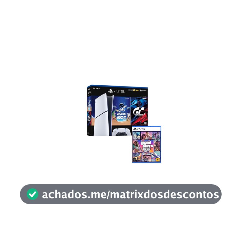 Bundle GTA VI + PlayStation 5 Slim Digital 825 GB Pacote Astro Bot e Gran Turismo 7