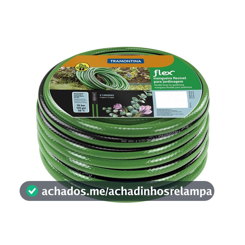 MANGUEIRA JARDIM FLEX ESPECIAL LISTRADA EM PVC, SEM ENGATES, COM 15 METROS