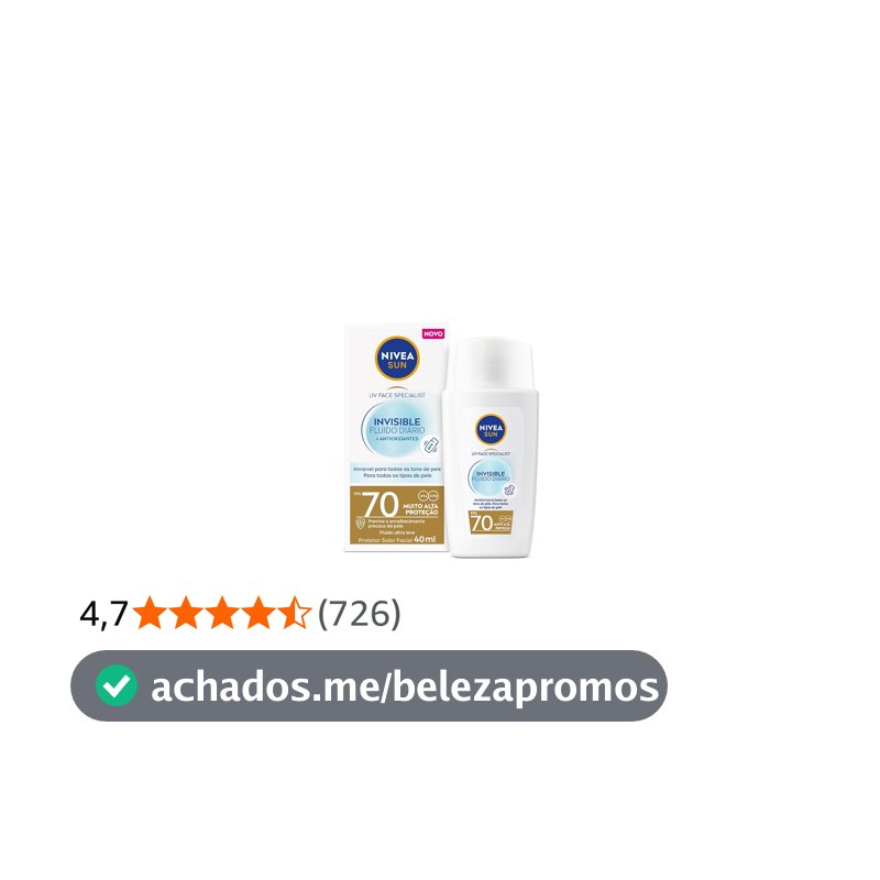 NIVEA SUN Protetor Solar Facial Fluido UV Face Specialist Invisible FPS 70 40ml, Muito Alta Proteção UVA/UVB, Invisível em Todos os Tons, Textura Ultraleve, Cuidado Diário