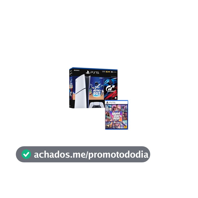 Bundle GTA VI + PlayStation 5 Slim Digital 825 GB Pacote Astro Bot e Gran Turismo 7