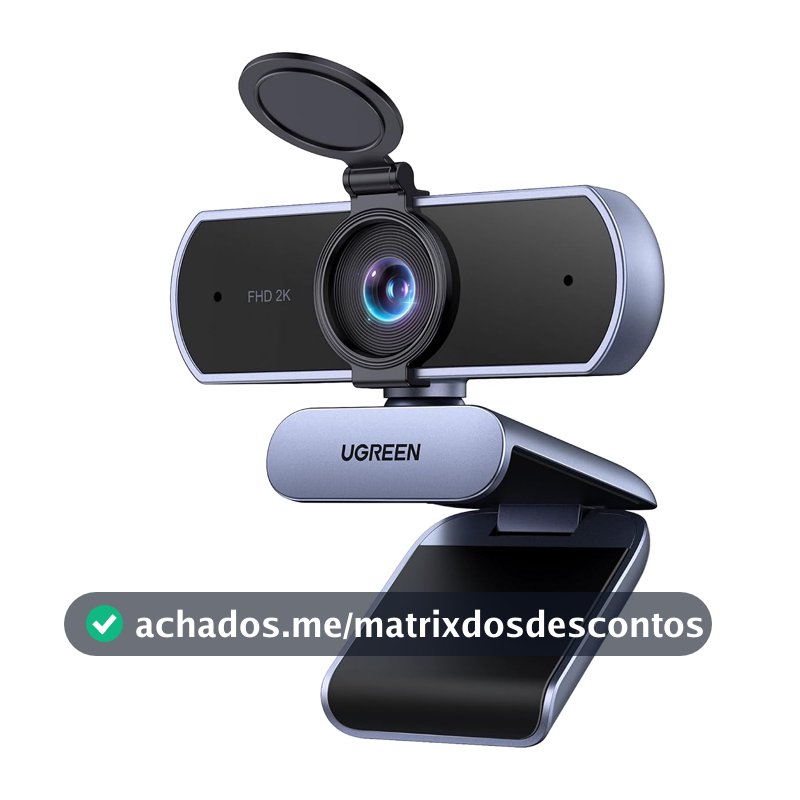 UGREEN Webcam 2K 30Hz QHD para PC Com Microfone Antirruído
