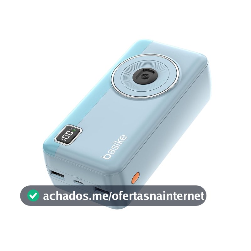 Power Bank 30000mAh, Basike Carregador Portátil com Cabo (Azul)
