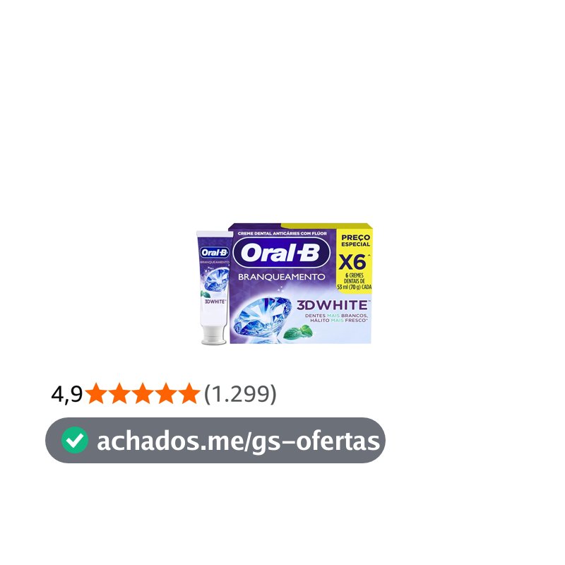 Oral-B Pasta de Dente 3D White Branqueadora, 6 Unidades 70 g