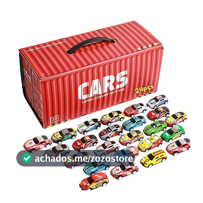 Kit Carrinhos Fricção Kidino Container 24 pçs com Pista Transformável Brinquedo Educativo Infantil