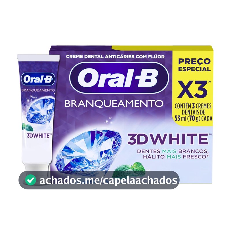 Oral-B Pasta de Dente 3D White Brilliant Fresh, 3 Unidades de 70 g