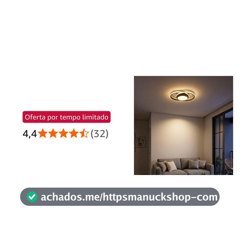 Luminária De LED De Sobrepor Redonda Bivolt 27W 3 Em 1 Com Luz Central (Preto)