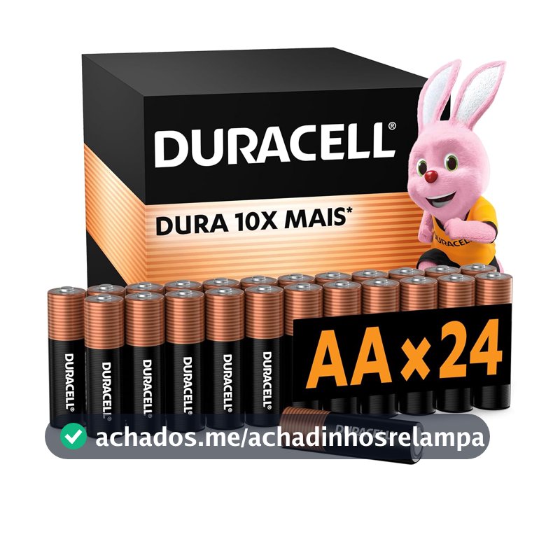 Duracell Pilhas Alcalinas AA Pequena Pack 24 Unidades – Dura até 10x Mais – Ideal para Controle de Videogame e Brinquedos