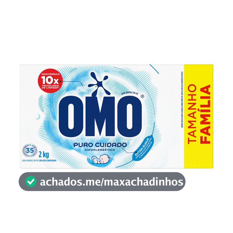 Lava-Roupas em Pó Omo Puro Cuidado Caixa 2kg