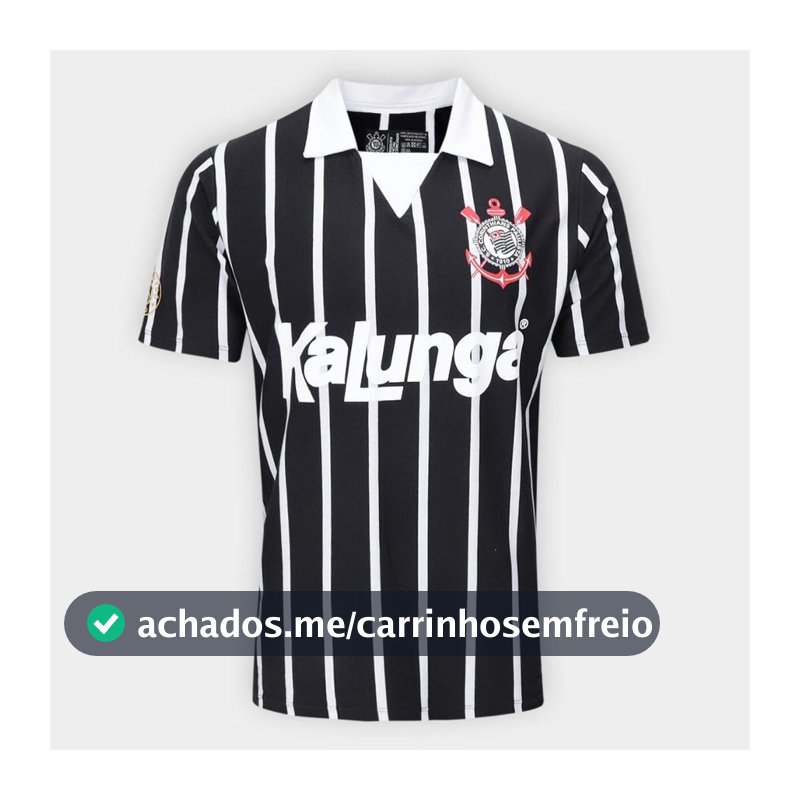 Camisa Polo Corinthians Retrô Kalunga Masculina Preta