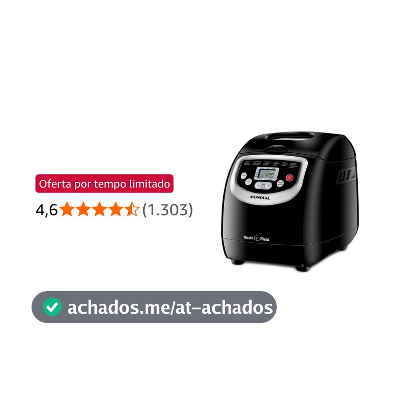 Panificadora Automática Master Bread, Mondial, Preto, 700W, 220V - NPF-53