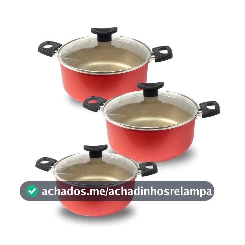 Jogo de Caçarolas Antiaderentes com Tampa de Vidro
