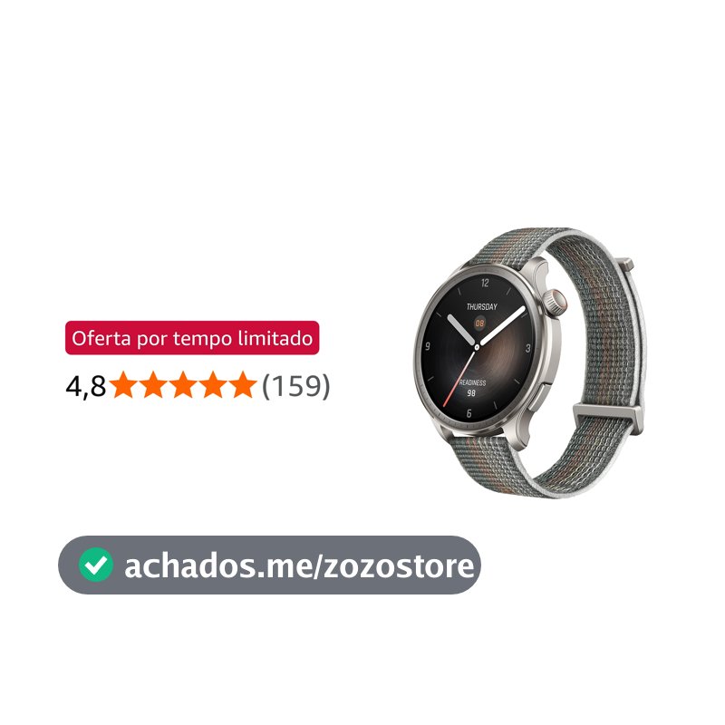 Relógio Inteligente Amazfit Balance 46mm A2287 ZEPP FOLOW Composição Corporal, GPS, Step Tracking, Alexa Built-In, Chamada Bluetooth, Duração da Bateria de 14 Dias (Gray)