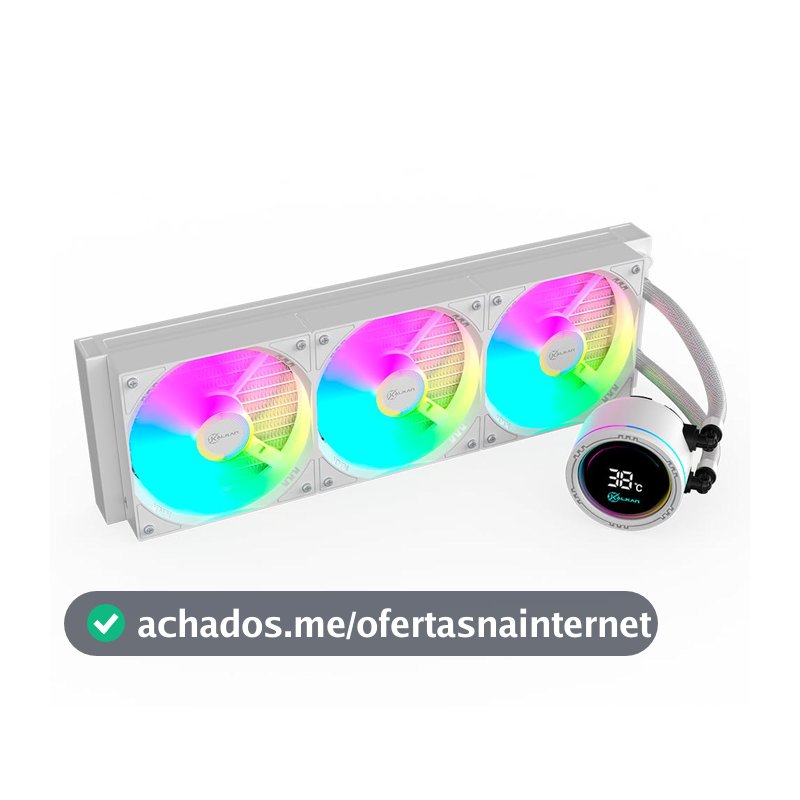 Water Cooler Kalkan Alpha 360 ARGB Display Temperatura Branco Intel AMD KLK00049