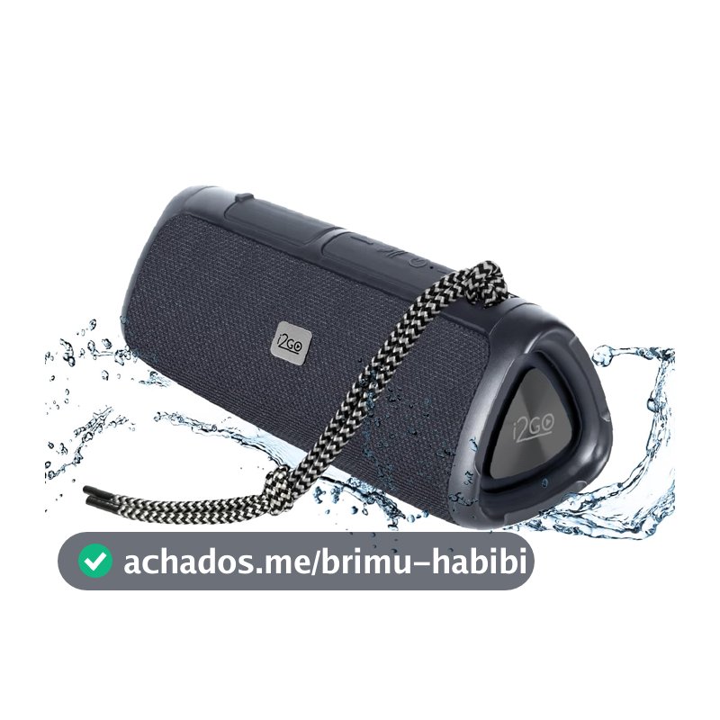 I2GO, Caixa De Som Bluetooth 3 Angle Sound. 12W RMS, Resistente à Água, Preto