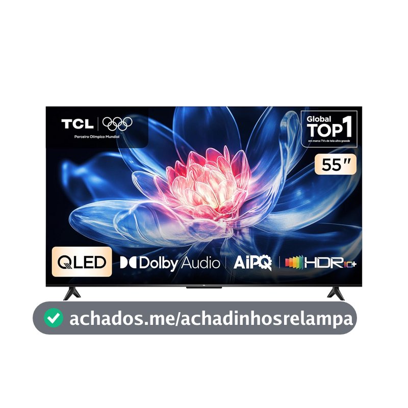 Smart TV TCL 55 Polegadas QLED 4K T6C WiFi Bluetooth Google TV Tela HVA e HDR10+ 55T6C