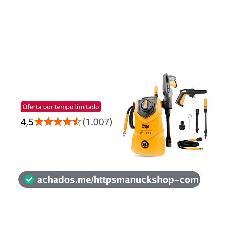 WAP Lavadora de Alta Pressão WL 1800 360L/h Portátil, com Jato em Leque e Concentrado 1500psi 1400W 127V