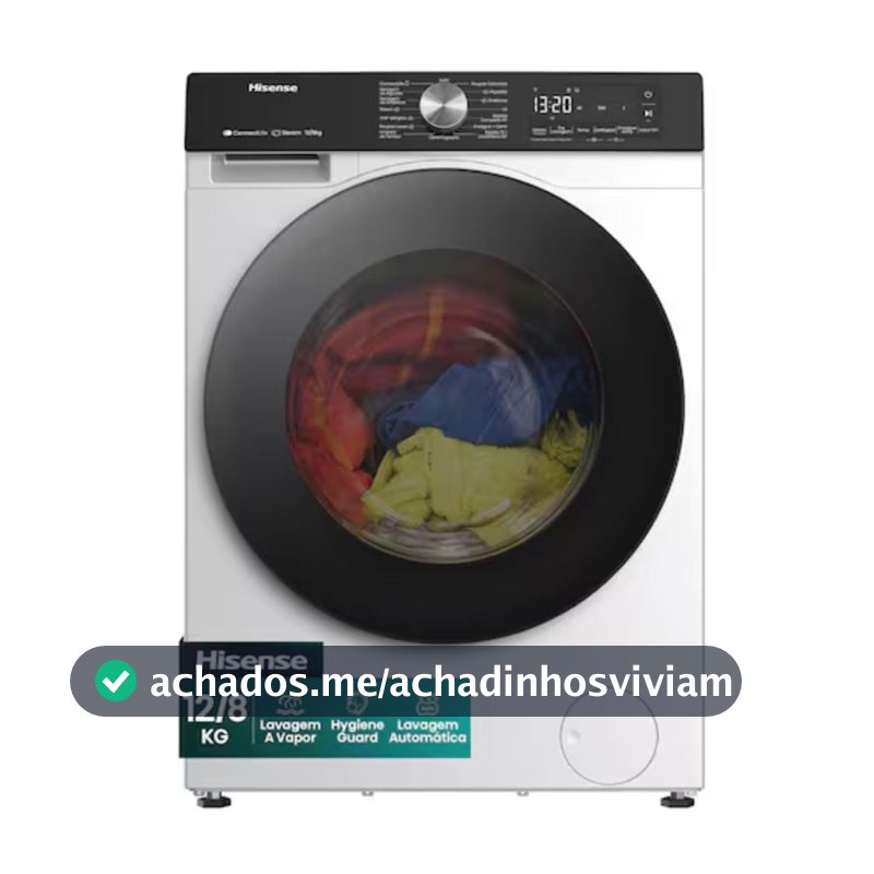 Lava e Seca Hisense 3S 12/8 kg Inverter Wi-Fi e Função Steam Branca 220V - WD3S1243BW2