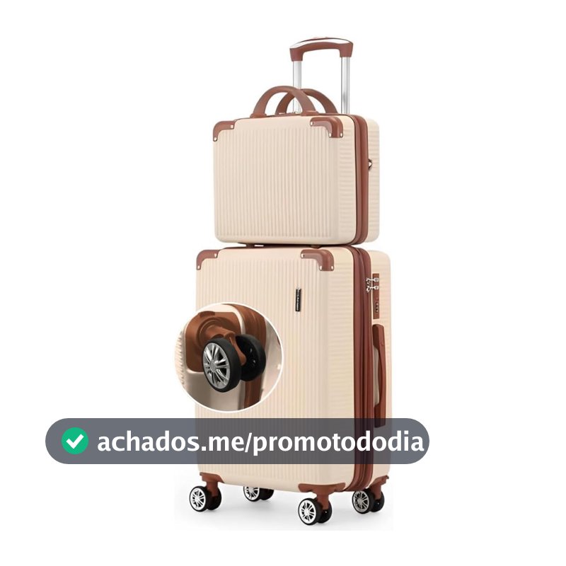 Mala de Bordo 10kg com Frasqueira Bagagem de Mão Expansivel Aprovada ANAC com 4 Rodas duplas 360° Cadeado AntiFurto TSA Mala de Viagem Alça Lateral com Divisória, Leve Resistente Bege