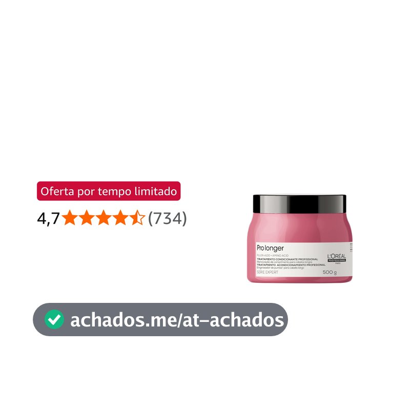 L'Oréal Professionnel Máscara de Tratamento Pro Longer, Reduz a Quebra e Aparência de Pontas Duplas, Adiciona Suavidade e Brilho, Para cabelos finos e com afinamento, 500g