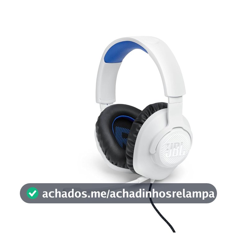 JBL, Fone de Ouvido Com Fio, JBL, QuantumSOUND 100P, Headset Gamer, Over Ear, Microfone Removível - Branco