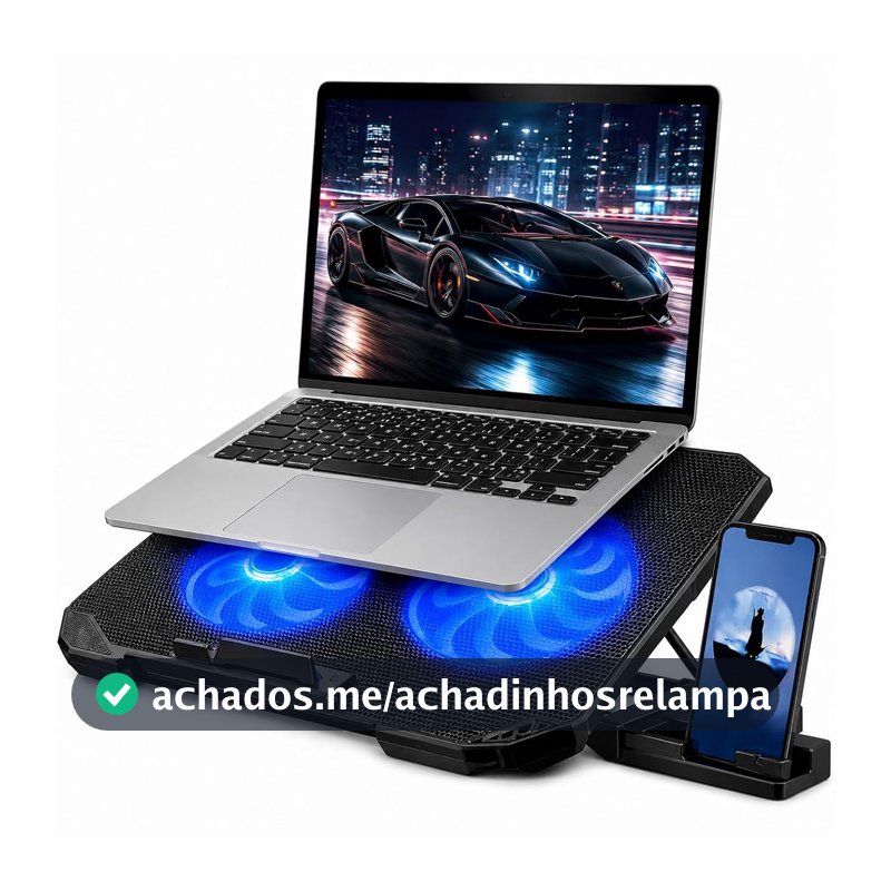 Base para Notebook até 15,6" com Cooler Silencioso, Ajuste Ergonômico de Altura, Alimentação USB, Base Antiderrapante, Refrigeração Eficiente para Trabalho, Estudos e Jogos