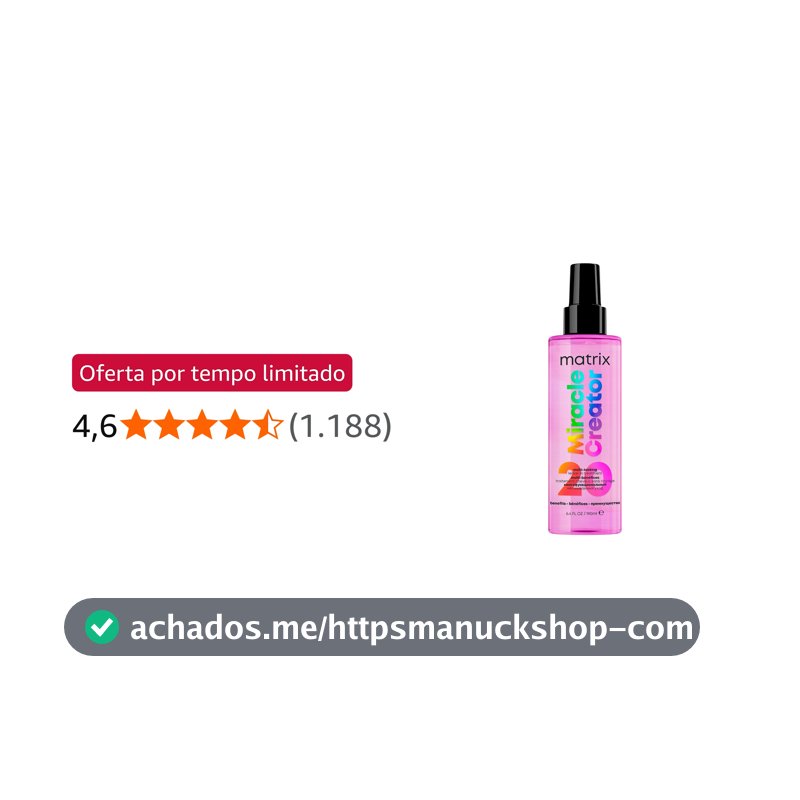 Matrix, Spray Multibenefícios, Miracle Creator, Para Todos Os Tipos De Cabelo, 20 Benefícios, Multifuncional, Leave-in Em Spray, Revitaliza, Nutre E Protege Termicamente, 190ml