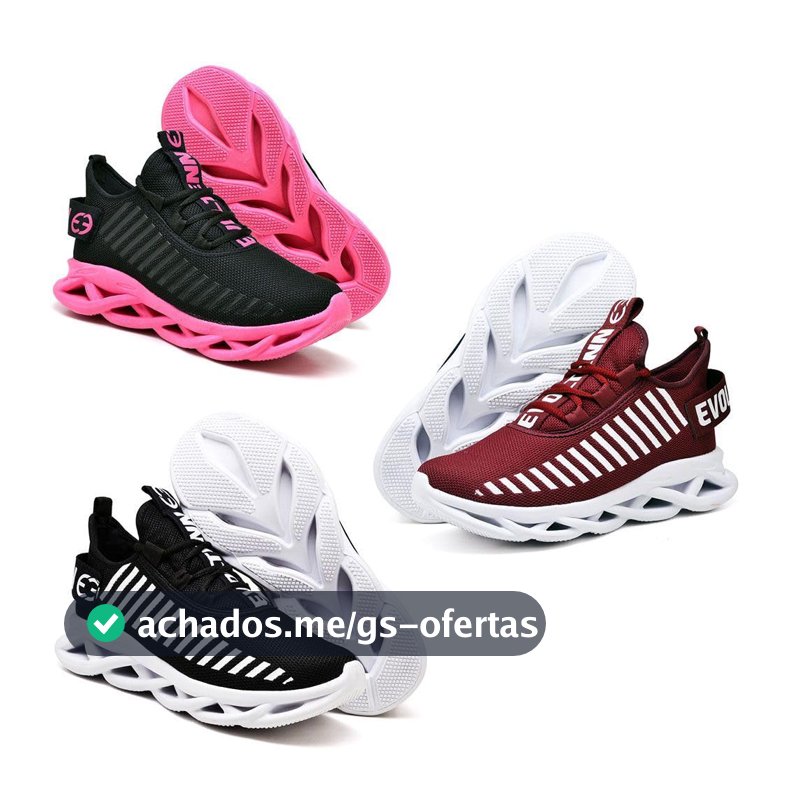 Tênis Feminino Esportivo Casual Leve Crossfit Treino- 3 Pares