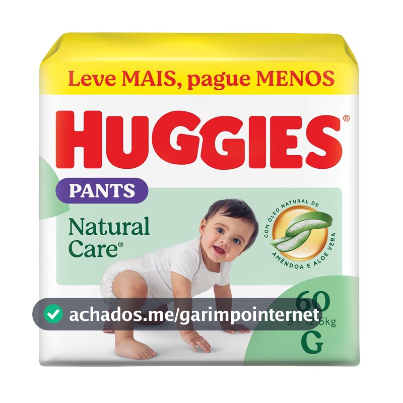 Huggies Fralda Pants Premium Natural Care G - 60 Un
