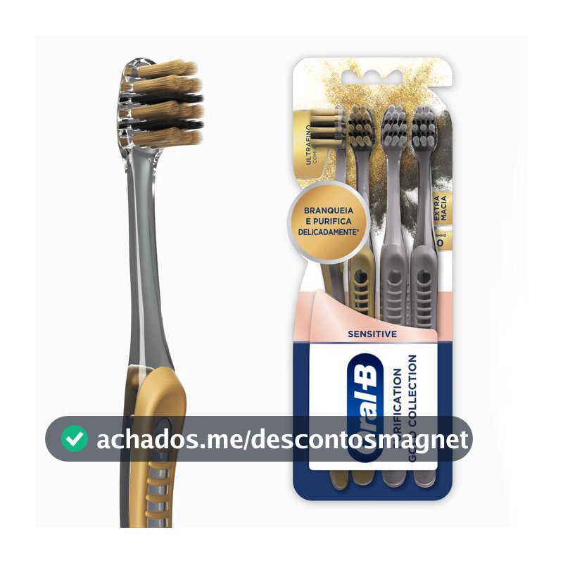 Oral-B Escova de Dente Sensitive Purification Gold Extra Macia 4 Unidades