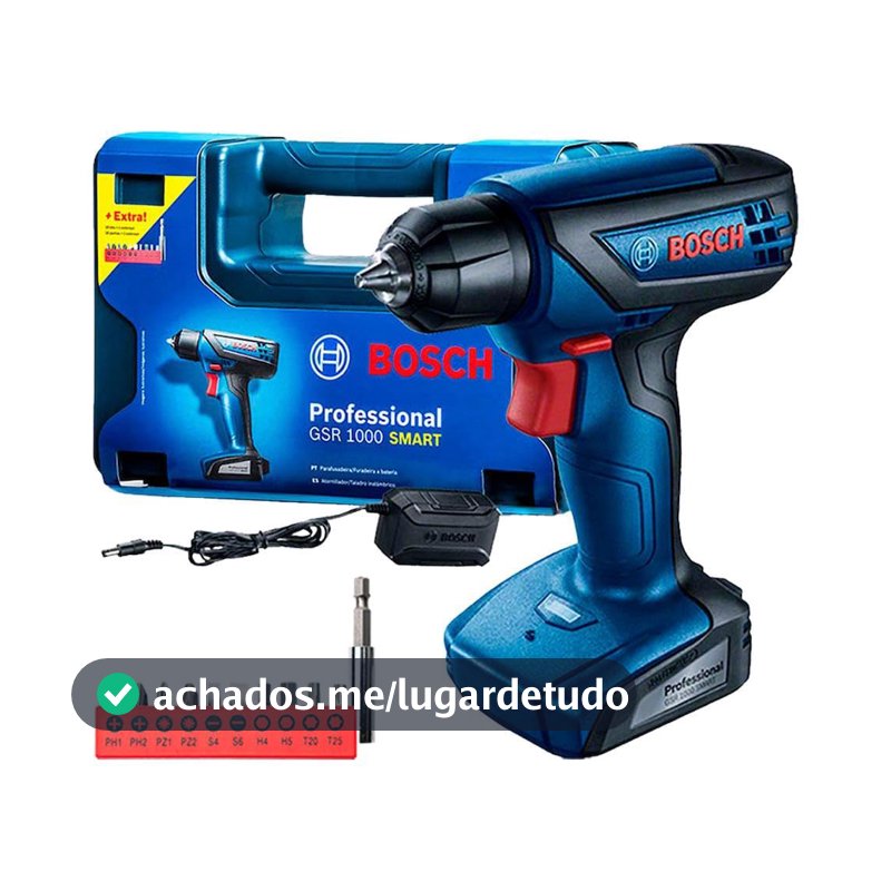 Bosch Parafusadeira Furadeira Gsr 1000 Smart 12V Com 1 Bateria 1 Carregador E Maleta
