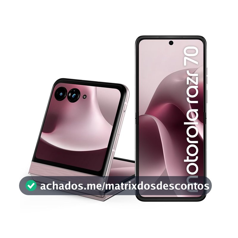 Smartphone Motorola Razr 70 5G - 256GB 8GB RAM+16GB Ram Boost Tela dobrável 6,9" Extreme AMOLED 120hz e externa 3,6” Gorilla Glass Victus - Rosa