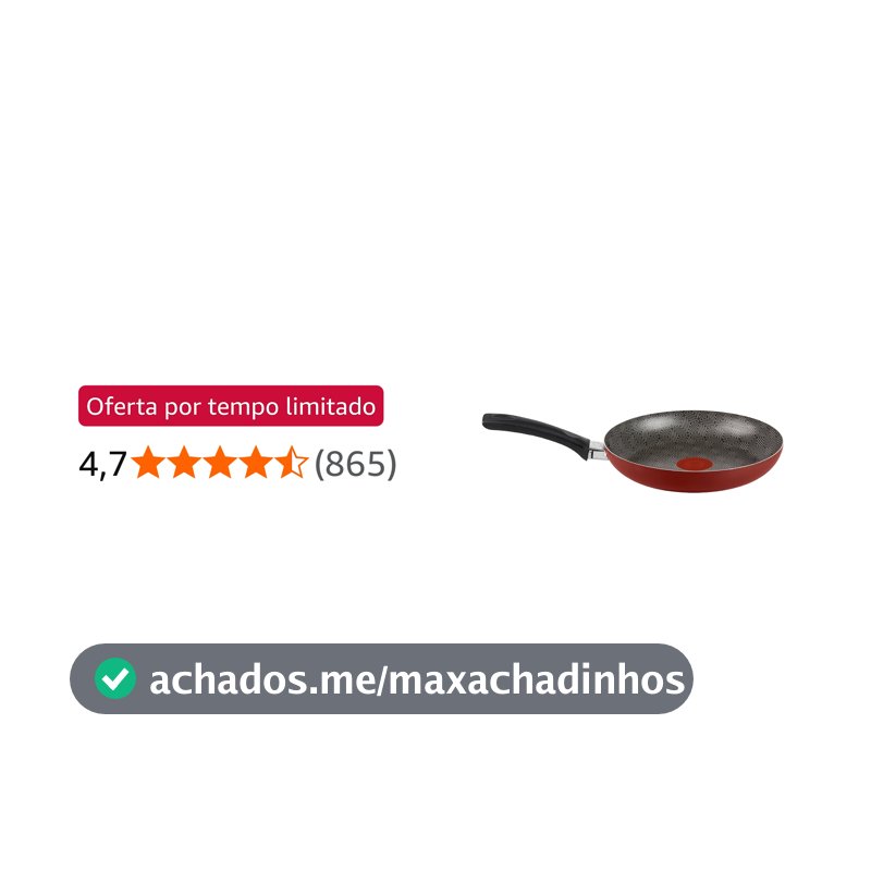 Frigideira Rochedo Facilita Vermelho 24cm com Antiaderente Resist - Limpa Fácil e Dura Mais, reforçado com partículas minerais, Thermo-Sinal e Cabos Reforçados