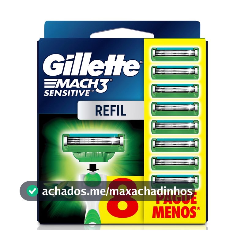 Gillette Mach3 Sensitive Carga Aparelho de Barbear com Aloe 8 Unidades