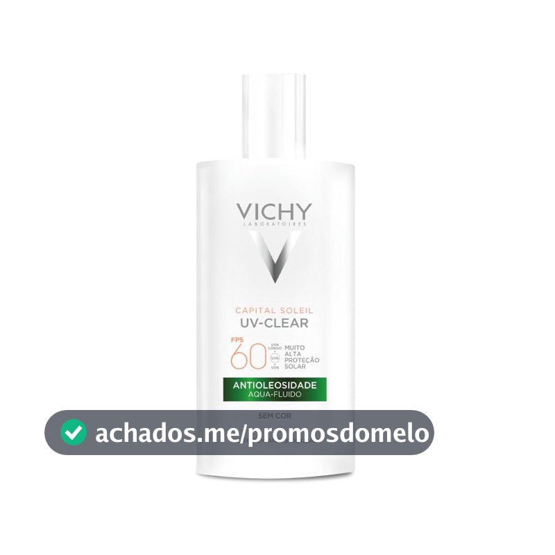 Vichy Capital Soleil UV-Clear Protetor Solar Facial Antioleosidade e Antiacne Sem Cor, Toque Seco FPS 60, com Niacinamida e Ácido Salicílico, Acabamento Invisível, 40g