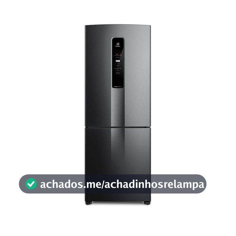 Geladeira Electrolux Frost Free 490L Efficient com AutoSense Inverse Black Inox Look (IB7B) 127 V