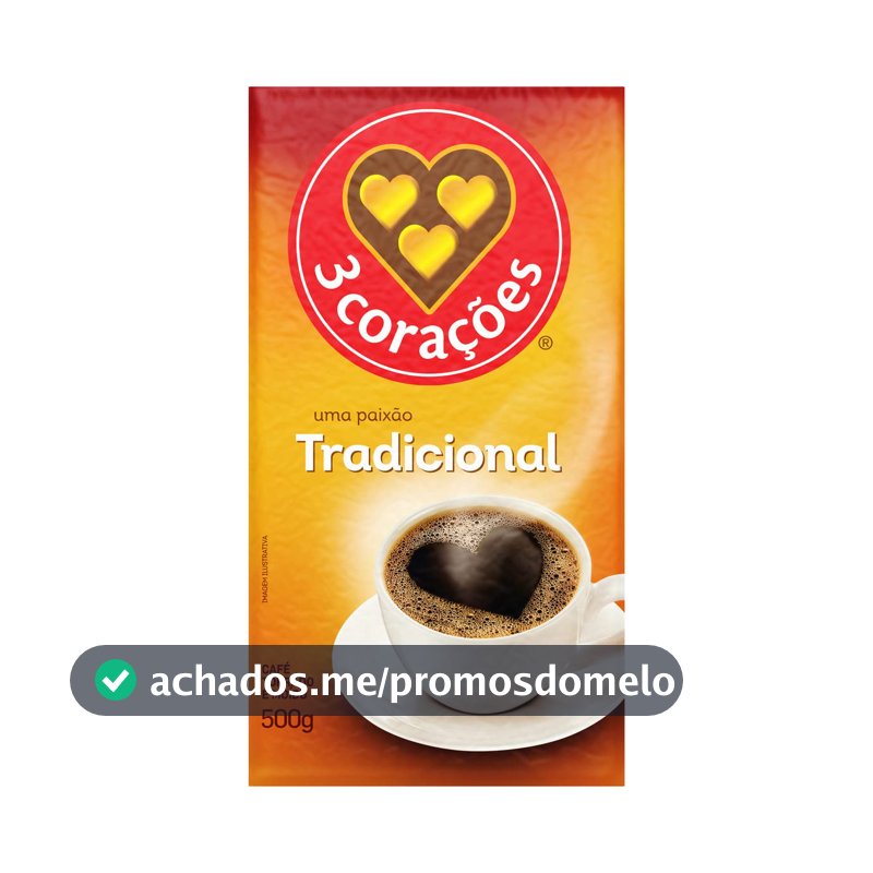 3 Corações Café Torrado e Moído Tradicional, 500g vácuo