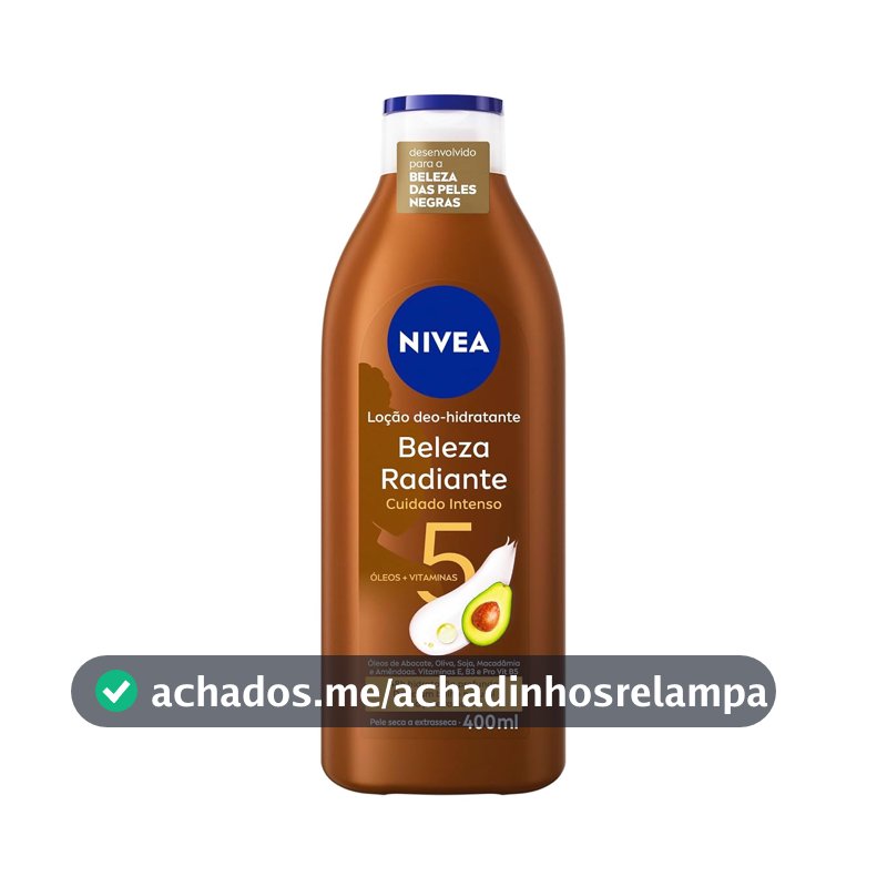 NIVEA Hidratante Desodorante Beleza Radiante Cuidado Intenso 400ml - Desenvolvido especialmente para a beleza da pele negra, ajuda na reparação das áreas ressecadas