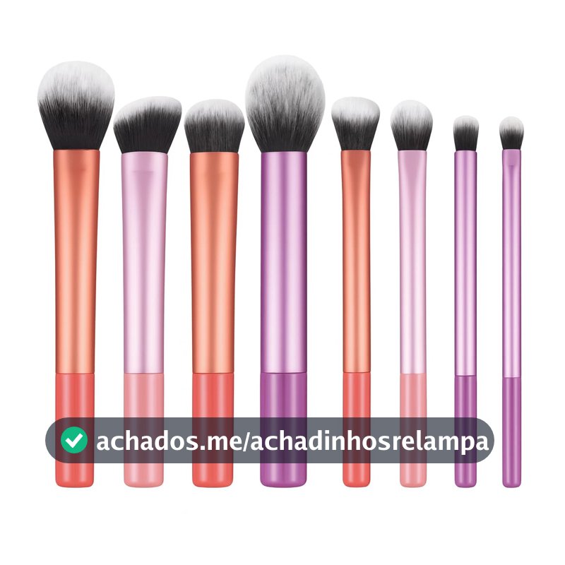 Kit Pincéis de Maquiagem com 8 Peças - Cerdas Macias Sintéticas - Completo para Base, Pó, Blush, Corretivo, Iluminador, Sombras e Contorno PREMIUM