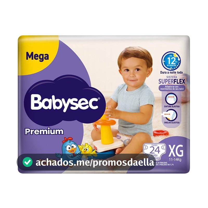 Fraldas Babysec Premium Galinha Pintadinha Flexi Protect, 24 Unidades