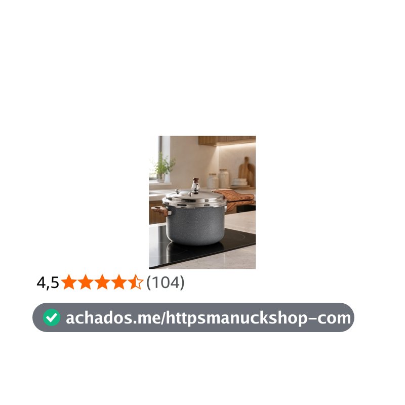 Panela de Pressão Indução Antiaderente Cerâmica 4,2L Grafite com Cabo Amadeirado, Fundo de Indução, Tampa Inox e Sistema de Segurança