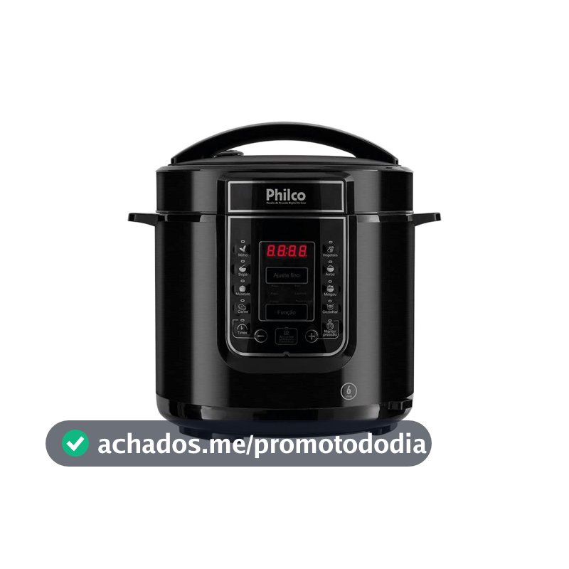 Philco Panela de Pressão, Digital Inox Ppp01p, 6L, Preto, 110v