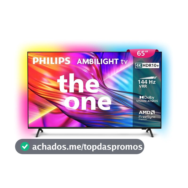PHILIPS, Smart TV, Ambilight THE ONE 65" 4K 144 Hz, Titan OS, 65PUG8929/78, P5, DTS Play-Fi, Freesync, Dolby Vision e Atmos, 40 WRMS