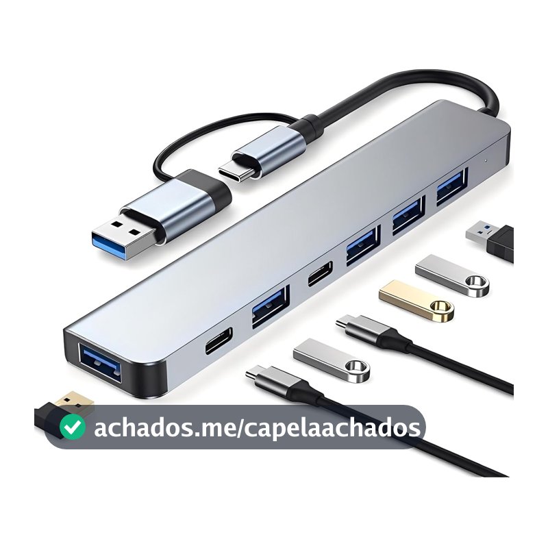 Hub USB-C 3.0 Extensor Adaptador 7 Em 1 Multiportas 5Gbps Notebook MacBook