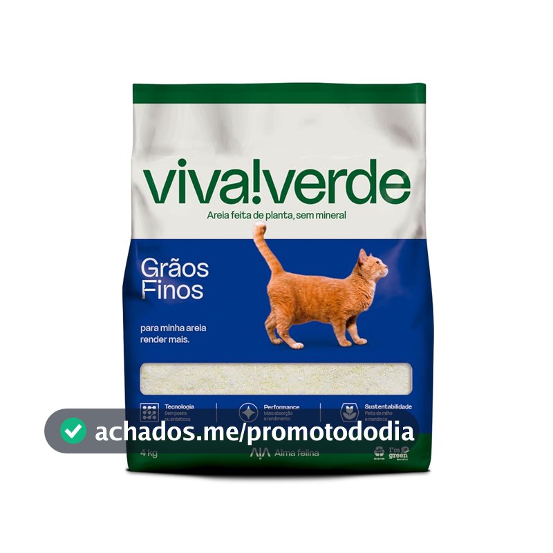 Viva Verde Areia Higiênica Biodegradável para Gatos Grãos Finos 4kg