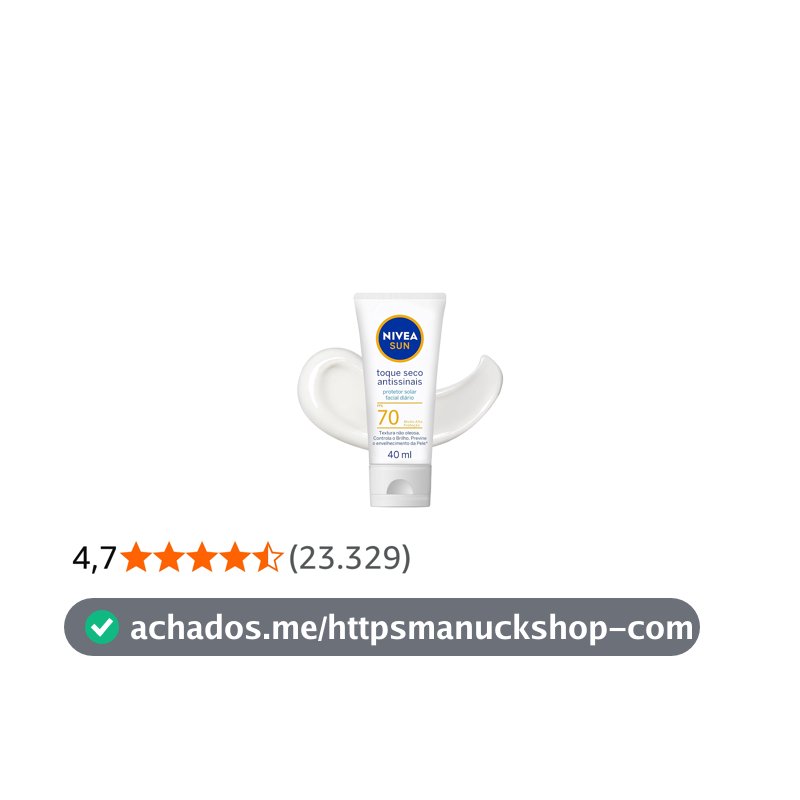 NIVEA SUN Protetor Solar Facial Toque Seco Antissinais FPS 70 40ml - Com muito alta proteção contra raios UVA/UVB, controla o brilho e previne o envelhecimento precoce