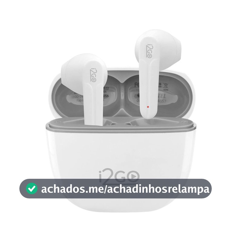 I2GO, Fone De Ouvido, TWS, Bluetooth, 20 Horas totais de Bateria, ENC, Air Sound Go 2.0, Branco, i2GO PRO