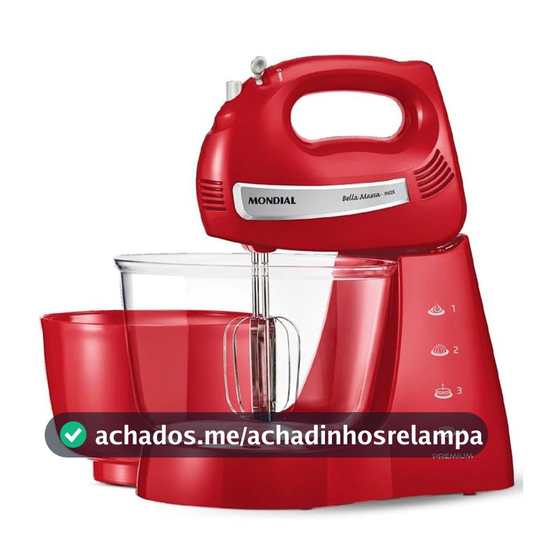 MONDIAL Batedeira Bella Massa Inox Premium, 110V, Vermelho, 400W - B-29 NP
