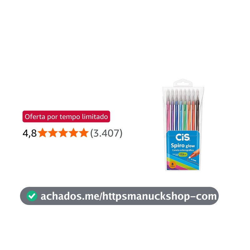 CONJUNTO CANETA CIS SPIRO GLOW 8 CORES