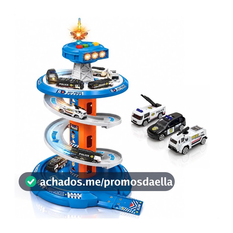 Pista de Carrinhos Infantil Brinquedo Corrida Posto Com Luz e Som (Azul)