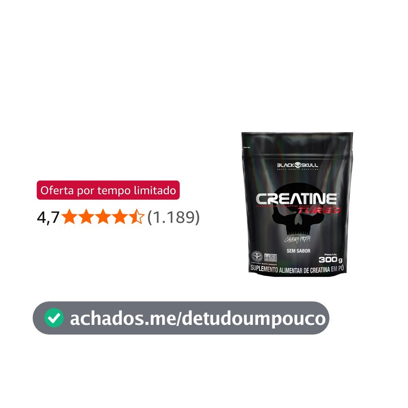 Creatine Turbo BlackSkull - Creatina Monohidratada em pó, com carboidrato para melhor absorção e performance (300g Refil, Sem sabor)